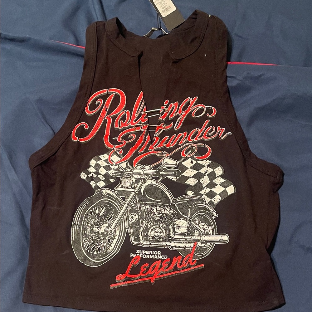 Fashion Nova Black and Red Graphic Tank Top